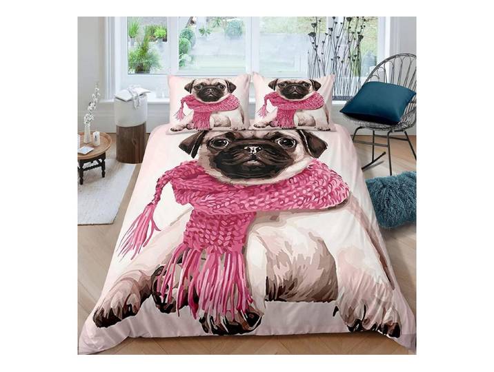 LuxusKollektion Kinderbettwäsche Bettwäsche Mops 135x200 4tlg Mikrofaser