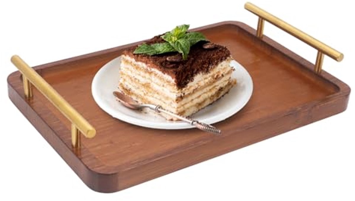 Houten Dienblad met Handgrepen - Bamboe Dienblad B: 30 cm, D: 20 cm