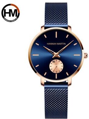 Uplift Essentials Minimalist Dress Watch High Precision Quartz Stainless Steel Mesh Timepiece blue