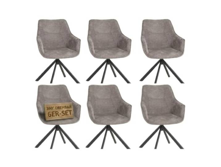 MR. DEKO Diningsessel 6-er Set San Carlo drehbarer Esszimmerstuhl mit Armlehnen & Rückenlehne 6 Moderne Polstersessel mit Schaumstoffkern Drehstuhl 360 Grad Essstuhl stabil und ergonomisch