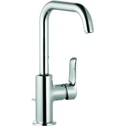 Kludi Pure&solid Waschtischarmatur 340250575 DN 15, Hebel seitlich, schwenkbarer Auslauf, mit Metall-Ablaufgarnitur, chrom