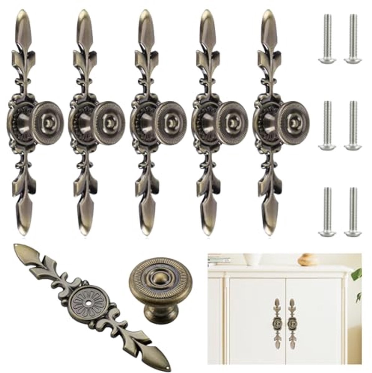 Geef je meubels een klassieke uitstraling met deze set van 6 vintage kastknoppen in antieke stijl