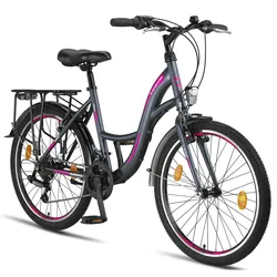 Licorne Bike Stella Premium City Bike 20,24,26 und 28 Zoll Fahrrad für Mädchen Herren und Damen 21 Gang (6 Gang bei 20 Zoll) Holland Citybike Zoll:24;Farbe:Anthrazit