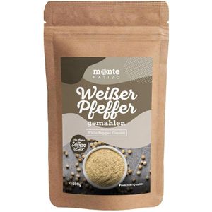 Monte-Nativo Pfeffer Premium Qualität, gemahlen, weiß, im wiederverschließbaren Beutel, 500 g