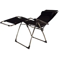 Gartenliege Amida von Fiam aus Aluminium und Textilene, Schwarz, stufenlos verstellbar, mit Nackenrolle, klappbar