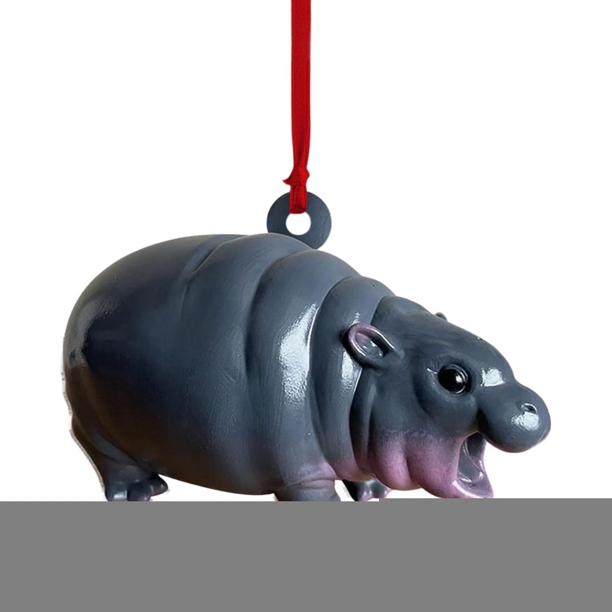 Grijs Nijlpaard Ornament - Hars Beeldje voor Huisdecoratie - Hoogte: 8 cm