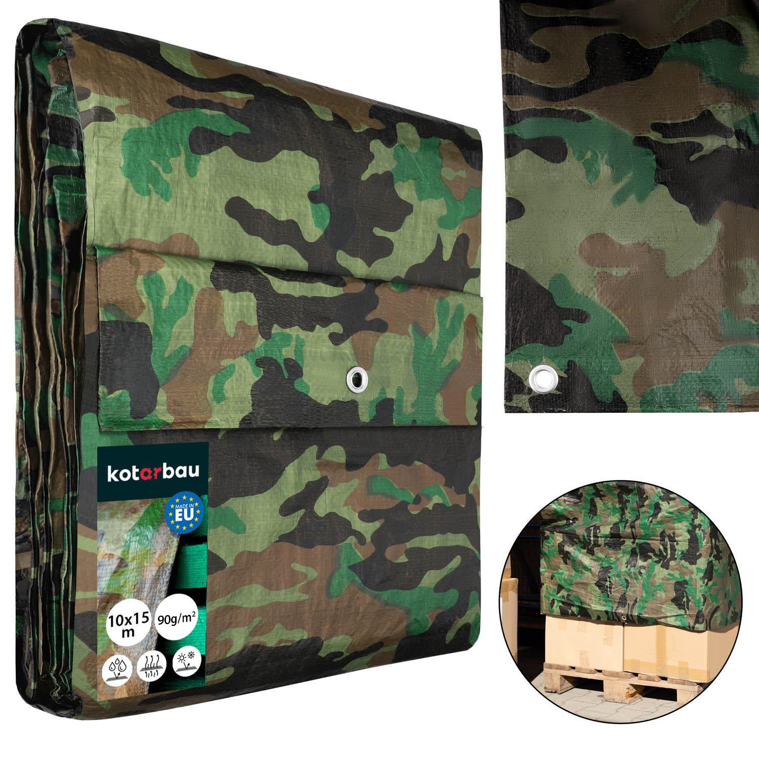 KOTARBAU Afdekzeil Polyethyleen Camouflage 10 x 15 m 90 g/m² Waterdicht Beschermzeil
