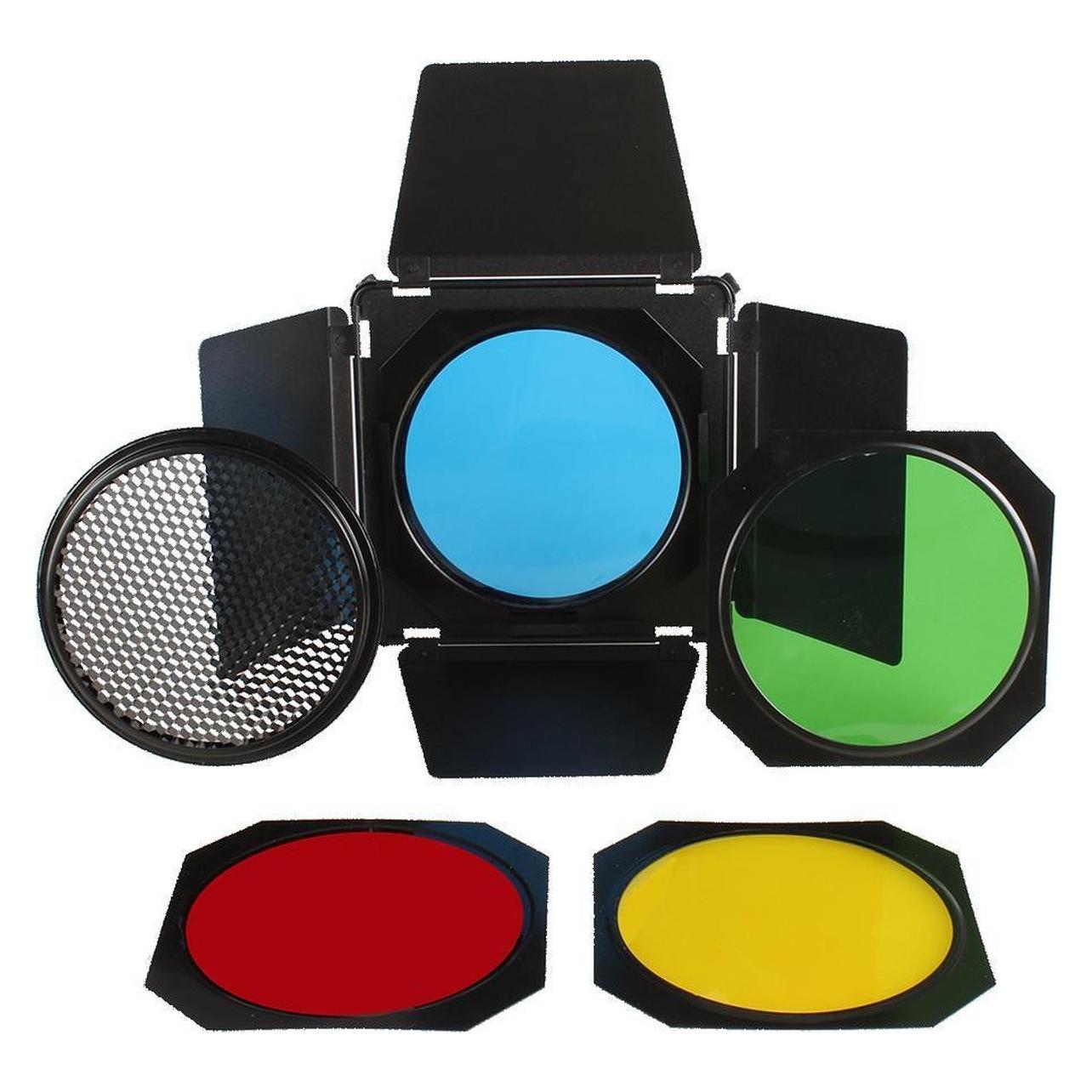 Studioking Abschirmklappen Set SK-BD18 mit Farbfilter und Waben (Lichtformer) (573122)