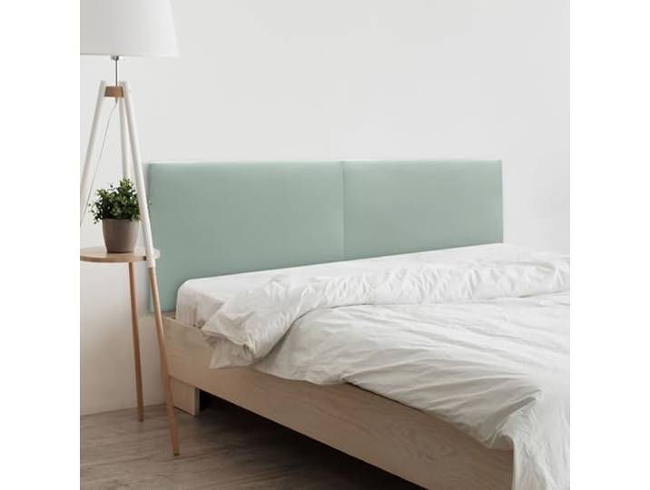 DHOME Kopfteil aus Kunstleder oder Stoff, Acualine, glatt, 2-teilig, 2-teilig, gepolstert, modernes Kopfteil (wassergrünes Kunstleder, 210 cm, 200 Bett)