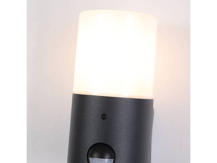 Searchlight Außenwandlampe Cannes, Höhe 17 cm, schwarz/weiß 1-fl. Sensor Cannes, schwarz, Aluminium, Modern, Wandleuchte außen