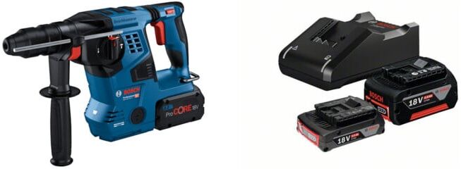 Set Bosch Akku-Bohrhammer mit SDS plus GBH 18V-28 CF + Starter-Set: 1x GBA 18V 2,0Ah + 1x GBA 18V 4,0Ah + GAL 18V-40