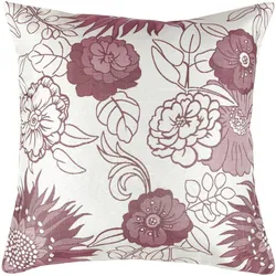 Arsvita Kissenhülle Blumenmuster 40x40cm mit Füllkissen Silbergrau - Bordaux