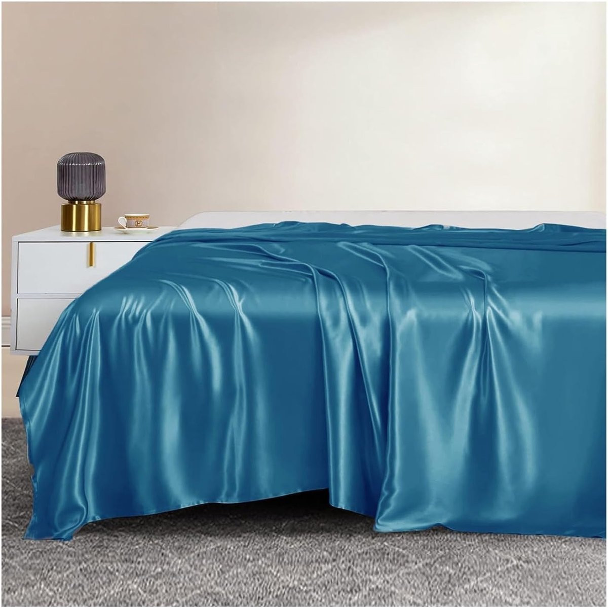 Luxe Zijde Satijn Onderlaken - Donkerblauw - 250x250 cm