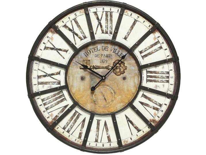 Wanduhr AMBIENTE HAUS Hotel Wanduhr 58cm , braun, B:58cm H:58cm T:4cm, Wanduhren, Wanduhr