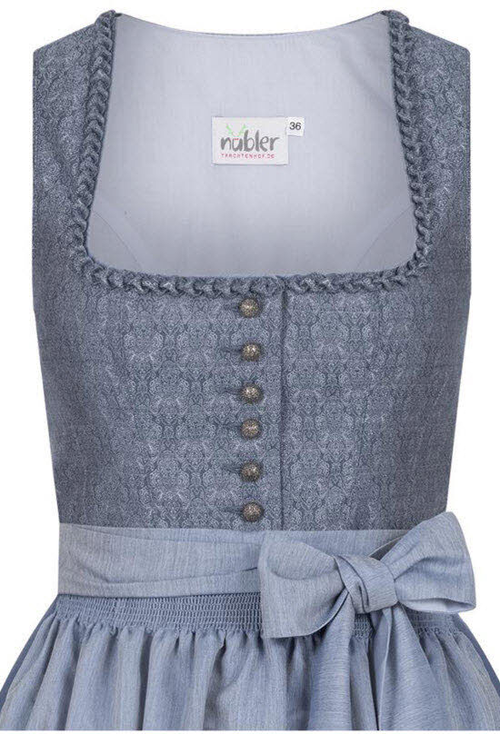 Dirndl NÜBLER "Dirndl midi Elsa", Damen, Gr. 42, EURO, blau, Obermaterial: 100% Polyester PES., Kleider Dirndl