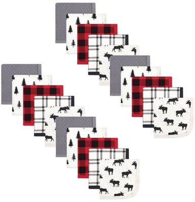 Hudson Baby Infant Boy 20Pc Quilted Cotton Washcloths, Moose, One Size - Moose - One Size