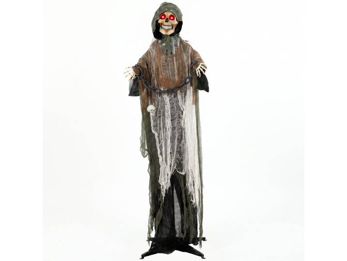 Homcom Animierte-Halloween-Dekoration Metall Polyester Schwarz, Kunststoff, 18x170x70 cm, Dekoration