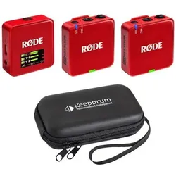 RØDE Mikrofon-Funksystem Wireless GO Gen 3 Rot mit Softcase, Mikrofon