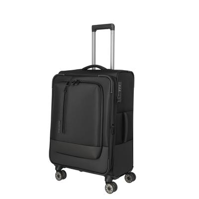 Weichgepäck-Trolley TRAVELITE "CROSSLITE Reisekoffer Weichgepäck", Gr. B/H/T: 43cm x 66cm x 28cm 61 l, schwarz, Polyester, Koffer, Koffer, mit TSA-Schloss, wasserabweisendes Material