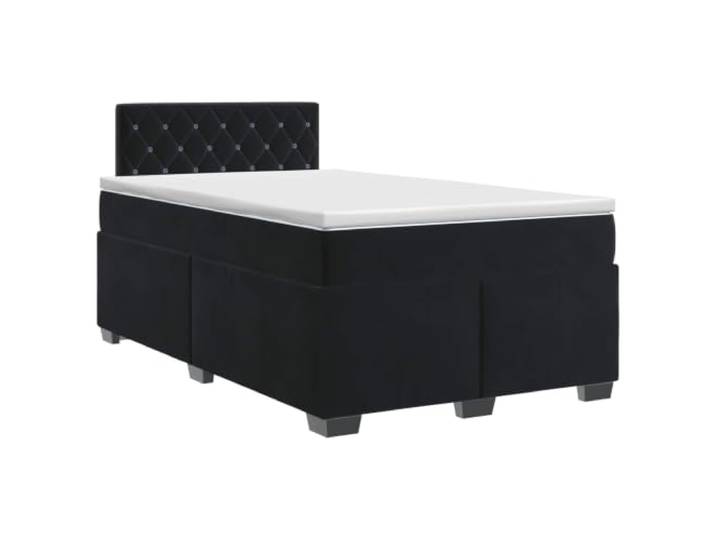 KTHLBRH Boxspringbett mit Matratze schwarz 120 x 190 cm Samt Kopfteil verstellbar 78-88 cm, Taschenfedern, mittlere Steifigkeit, technisches Holz, Schaumstoffauflage