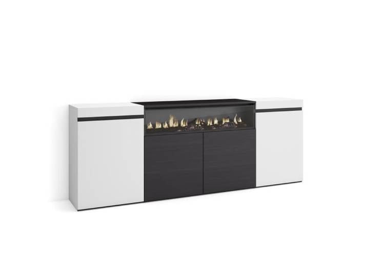 Buffet Bahut Enfilade Meuble de Séjour 200x35x75cm Blanc et noir RF2298