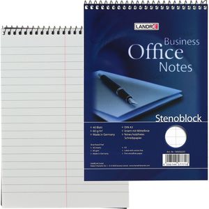 Landre Stenoblock 100050255 Business Office Notes, 60g/qm, 40 Blatt, A5, liniert