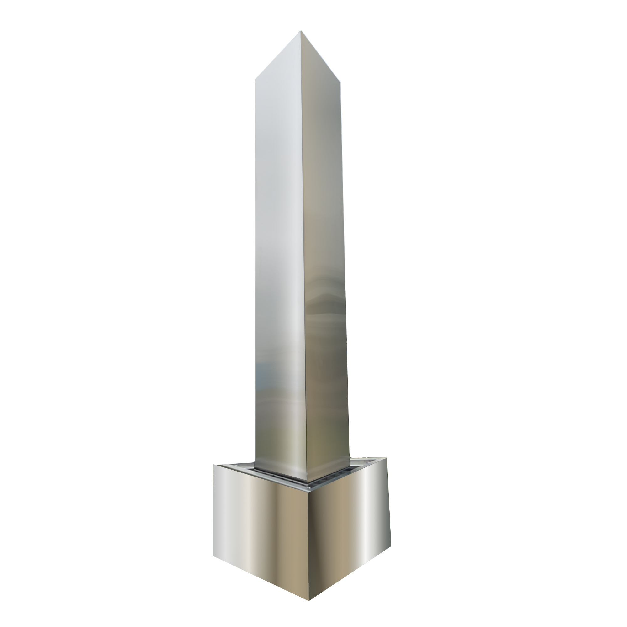 Köhko Dreieckige Säule H150cm mit integrierte LED-Beleuchtung auf Dreieckige Edelstahl Becken Matte Gartenbrunnen aus Edelstahl