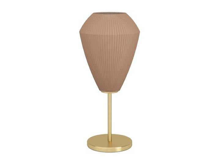 Eglo Lampe de table Caprarola\, élégante lampe de chevet\, lampe de bureau en métal finition laiton et verre satiné couleur sable\, lampe pour salon et chambre\, douille E27