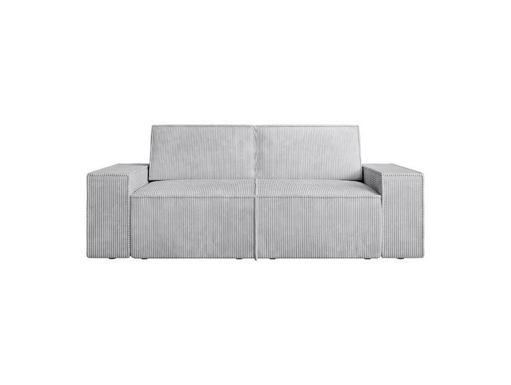 Vente-Unique Sofa - 2 Personen - samt - hellgrau Amelia, Hellgrau, Kunststoff, 210x85x95 cm, Wohnzimmer, Sofas & Couches, Sofas