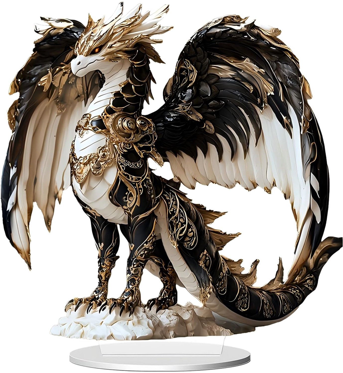 Luxento Acryl Decoratie Zwarte Draak - Mythologisch Bureauaccessoire