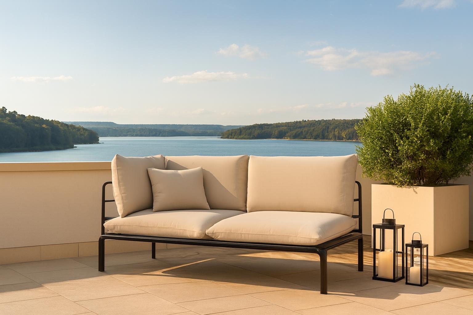 Szezlong Garten Wenecja 2 Sitzer Beige Metallgestell Outdoor