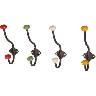 Garderobenhaken AMBIENTE HAUS "Haken mit Keramik - grün 23cm", bunt (antikbraun, grün), B:5cm H:23cm T:8cm, Eisen, Garderobenhalter, Garderobenhaken