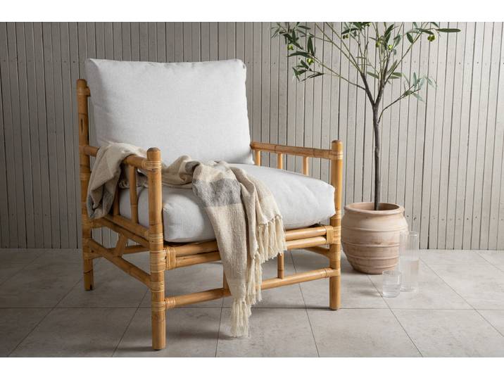 Gartenstuhl Conny - aus Rattan in Naturoptik inkl. Kissen - Natur - Luxusbetten24