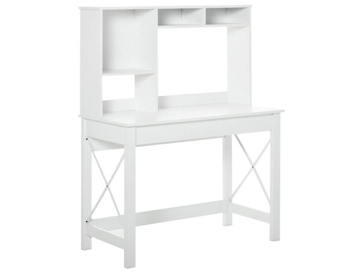 Bureau bibliothèque 2 en 1 - 3 niches panneaux particules métal blanc