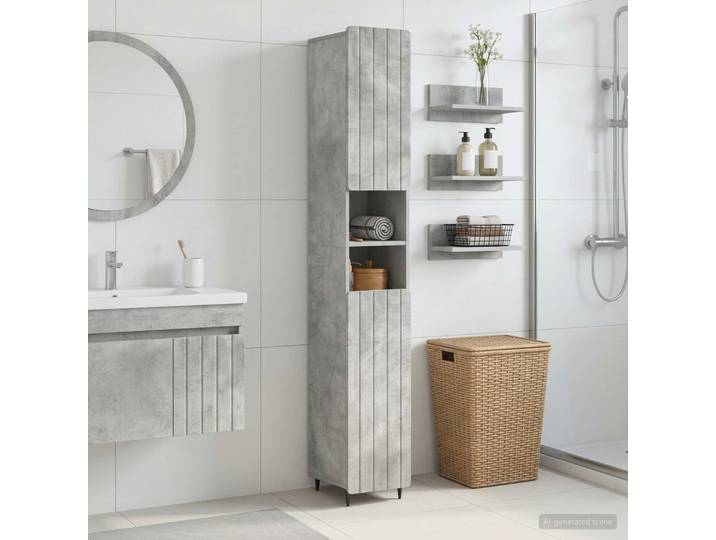 vidaXL Badezimmerschrank mit offenem Regal ZWOLLE Betongrau