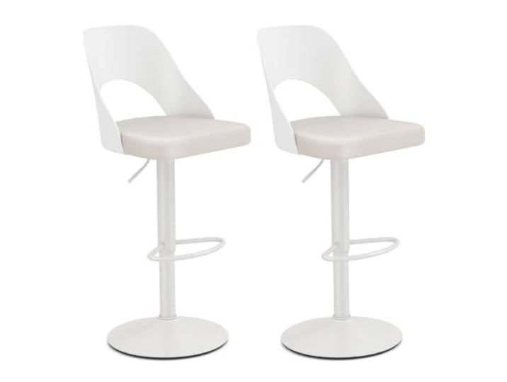 Helloshop26 Barhocker, drehbar, höhenverstellbar, 44 x 50 x 91-111 cm, ergonomischer Komfort, moderner Stil, Kunstleder, Weiß, 20_0012543
