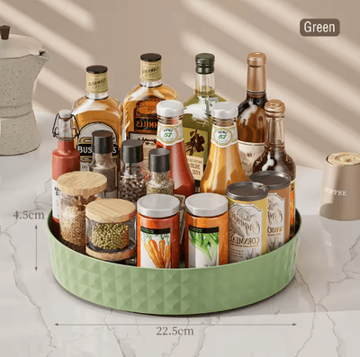 Inspire Picks 360 Rotating Spice Rack Organizer Non Slip Kitchen & Cosmetic Storage Tray matcha Green