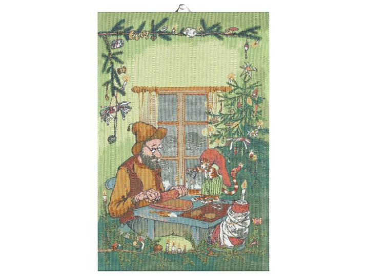 Ekelund Linneväveri Pettson & Findus keukenhanddoek Kerstknutselwerk