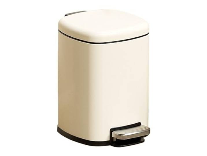 YUHANXINHESHE Runder Mülleimer aus Metall mit Fußpedal, Tritt-Mülleimer aus Edelstahl, herausnehmbarem Inneneimer und Griff for Wohnzimmer, Schlafzimmer, Badezimmer(White,32L)