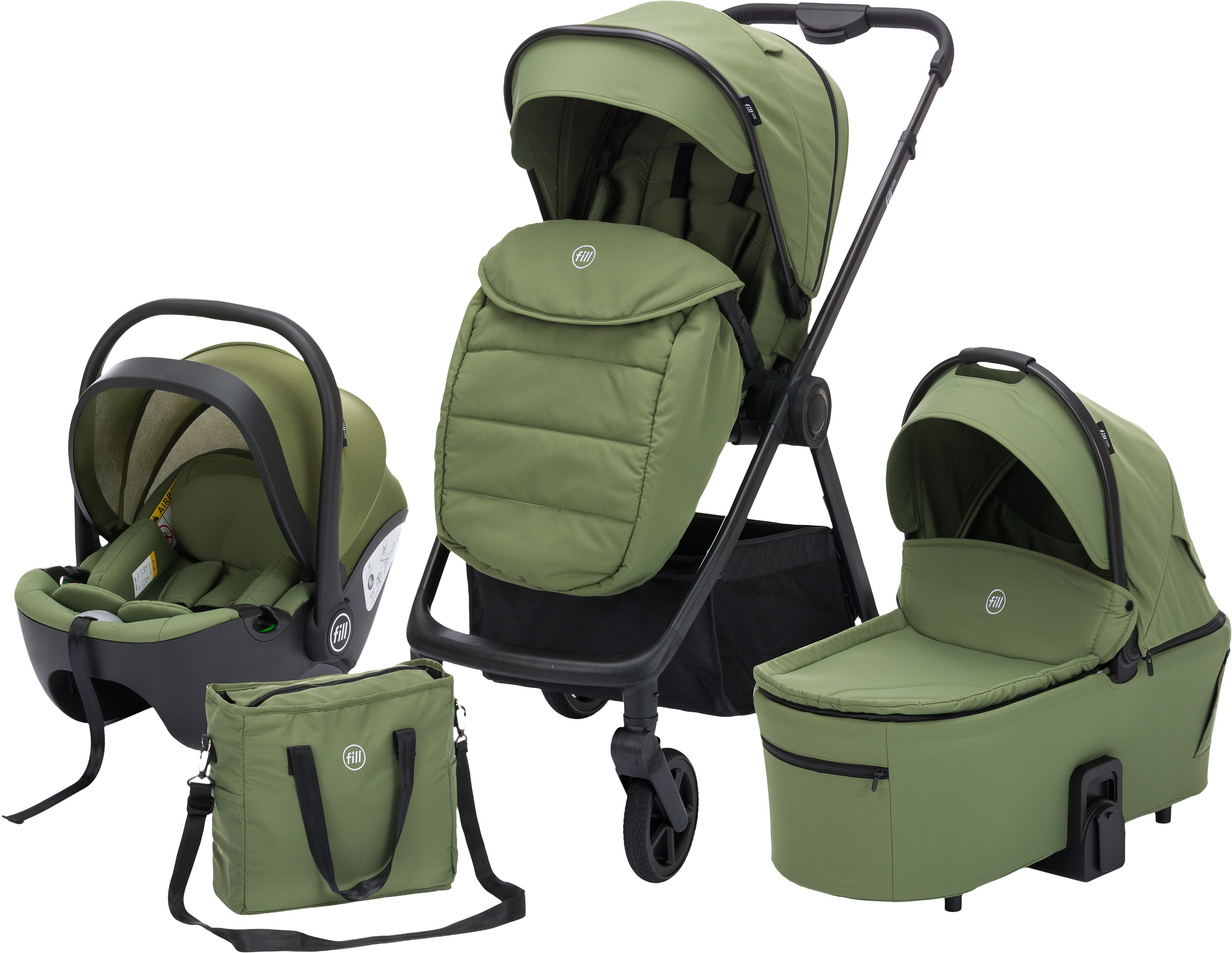 Kombi-Kinderwagen FILLIKID "Lion", Kinder, forest grün, Aluminium, Kinderwagen Kombi-Kinderwagen