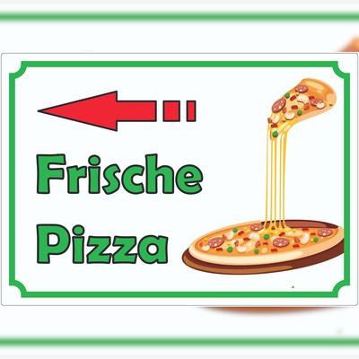 HB-Druck Frische Pizza Aufkleber mit Pfeil links A1 (594x841mm)