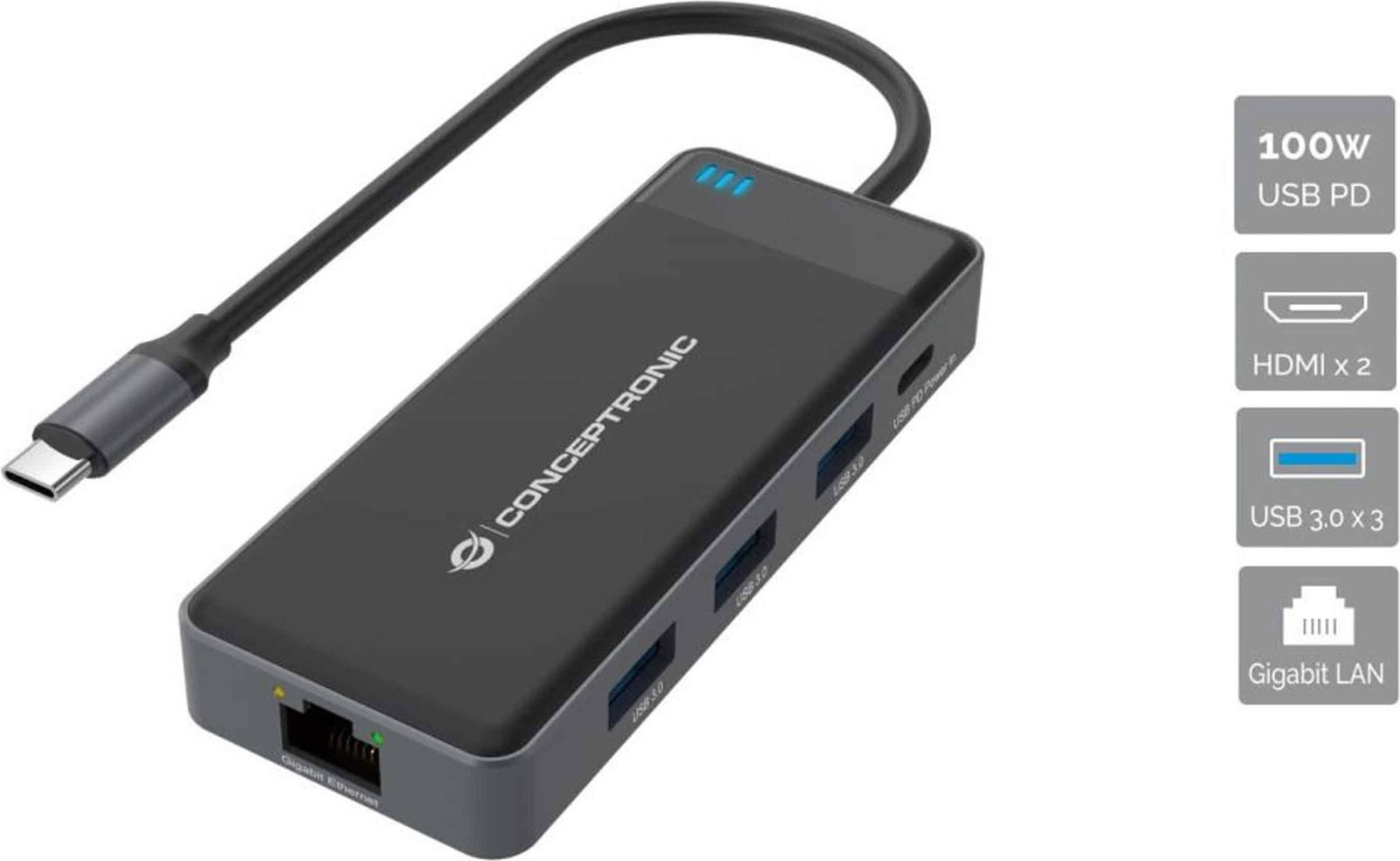 Conceptronic DONN14G 7-in-1 USB 3.2 Dockingstation