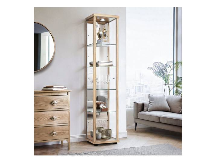 K-Möbel Glasvitrine C1083 (Glasvitrine (176x37x33 cm) mit 1 Glastür) Glasvitrine Stehend