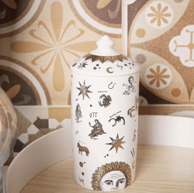 Inspire Picks Modern Ceramic Storage Jar Decorative Jewelry, Cotton Swab & Candle Holder e