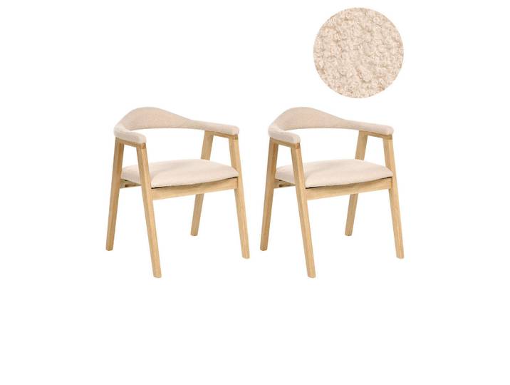 Beliani Esszimmerstuhl 2er Set Holz Hellbraun Oneco, Hellbraun, Beige, 56x72x62 cm, Esszimmer, Stühle