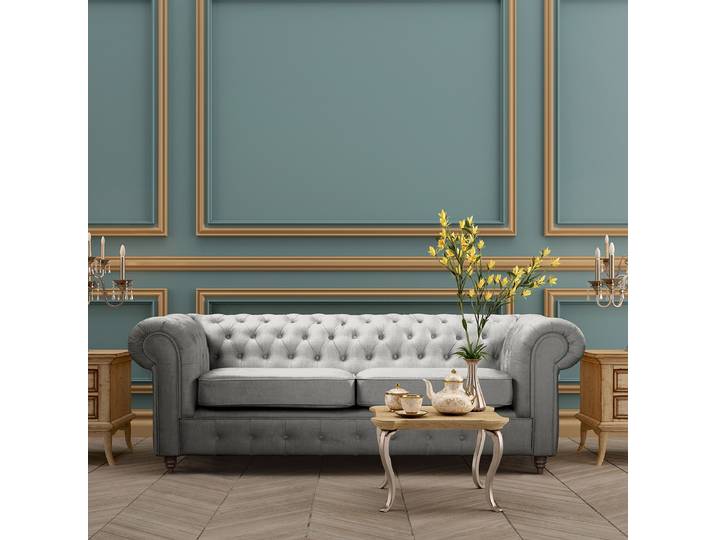 Canapé Gris Microfibre Valeria 218cm Isocèles Sans fonction Glamour