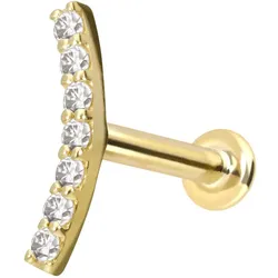 14 Karat Gold Labret mit Innengewinde MOISSANIT-BOGEN