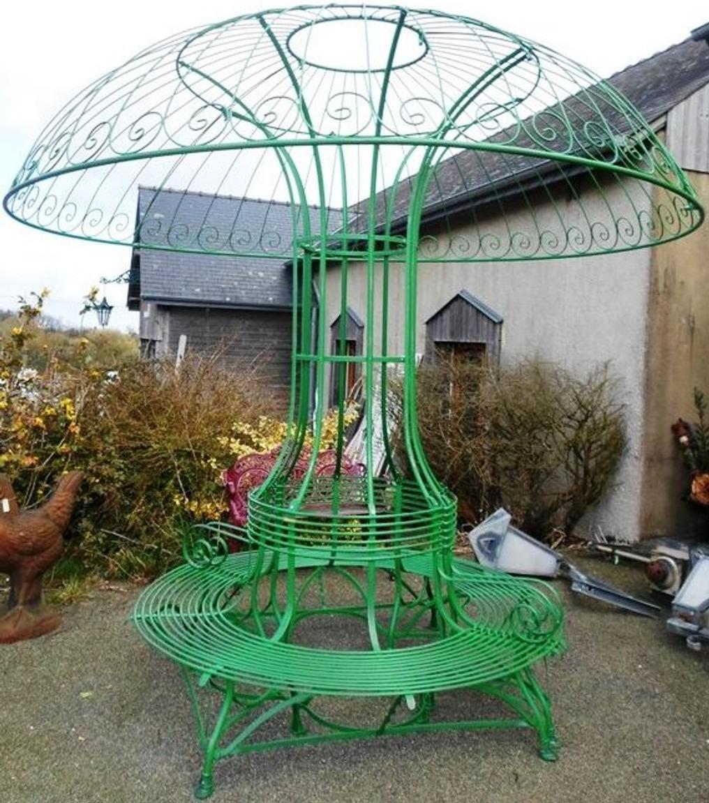 Casa Padrino Bank mit Sonnenblende Durchmesser 2,68 x H. 2,7m - Luxus Gartenmöbel