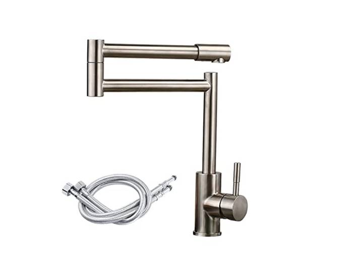 Küchenarmatur, 304 Edelstahl Bleifrei Küchenarmatur 360 Grad drehbar Küchenspüle Klapphahn Kalt Warmwasser Mischbatterie Spüle Kran(Brushed with hose)