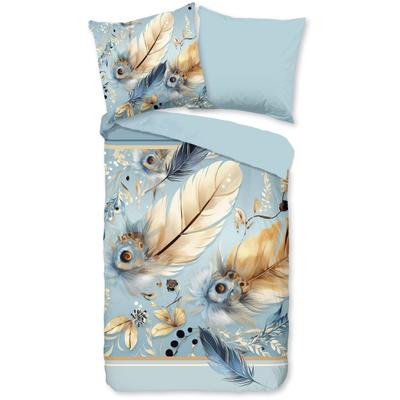 Wendebettwäsche "Wizz", blau (aqua), B/L: 135cm x 200cm, 1 Stk., 1 Stk., Microfaser, B/L: 80cm x 80cm, 2 Stk., Microfaser, Obermaterial: 100% Polyester, PURE LUXURY COLLECTION, Bettwäsche, Wendebettwäsche, Mikrofaser, Pflegeleicht, Reißverschluss,...